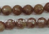 CBQ214 15.5 inches 12mm faceted round strawberry quartz beads