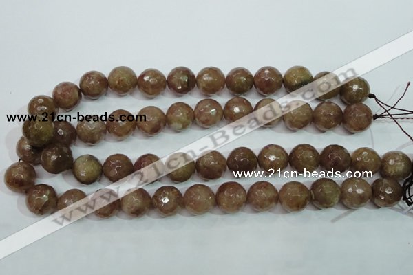 CBQ216 15.5 inches 16mm faceted round strawberry quartz beads