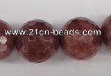 CBQ218 15.5 inches 20mm faceted round strawberry quartz beads