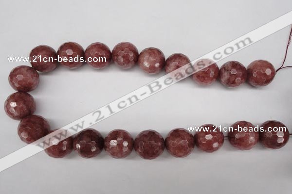 CBQ218 15.5 inches 20mm faceted round strawberry quartz beads