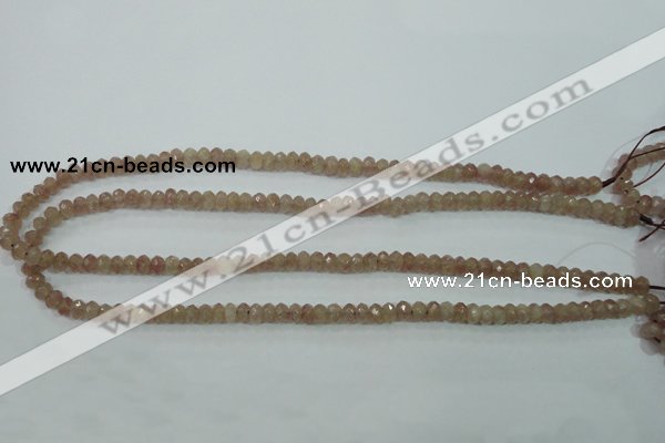 CBQ222 15.5 inches 4*6mm faceted rondelle strawberry quartz beads