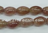 CBQ226 15.5 inches 10*14mm rice strawberry quartz beads