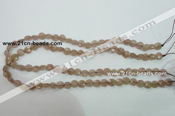 CBQ240 15.5 inches 8mm faceted coin strawberry quartz beads