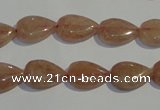 CBQ25 15.5 inches 10*14mm flat teardrop strawberry quartz beads