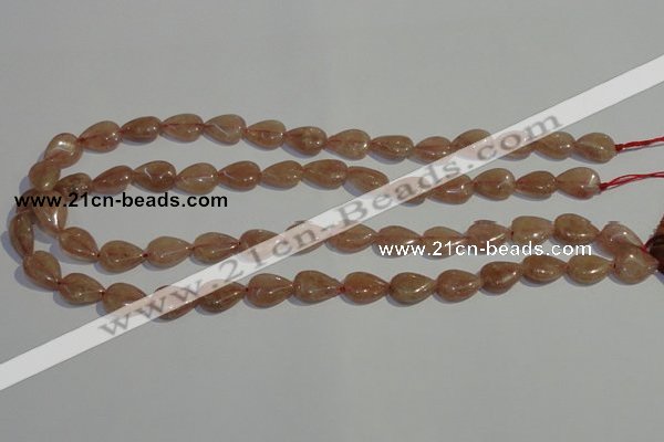 CBQ25 15.5 inches 10*14mm flat teardrop strawberry quartz beads