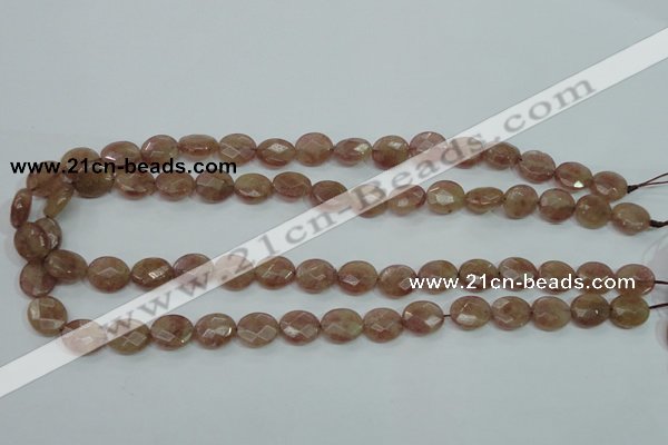 CBQ251 15.5 inches 10*12mm faceted oval strawberry quartz beads