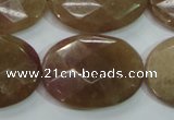 CBQ255 15.5 inches 22*30mm faceted oval strawberry quartz beads