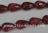 CBQ268 15.5 inches 10*15mm faceted teardrop strawberry quartz beads