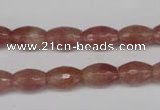 CBQ270 15.5 inches 8*12mm faceted rice strawberry quartz beads