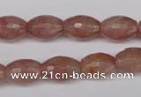 CBQ271 15.5 inches 10*14mm faceted rice strawberry quartz beads