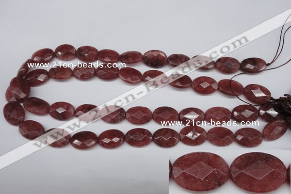 CBQ278 15.5 inches 13*18mm faceted oval strawberry quartz beads