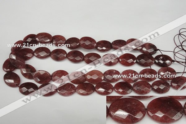 CBQ279 15.5 inches 15*20mm faceted oval strawberry quartz beads