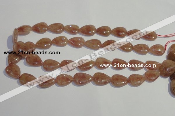 CBQ28 15.5 inches 15*20mm flat teardrop strawberry quartz beads