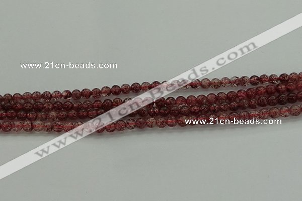 CBQ310 15.5 inches 4mm round natural strawberry quartz beads