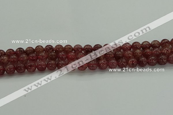 CBQ312 15.5 inches 8mm round natural strawberry quartz beads