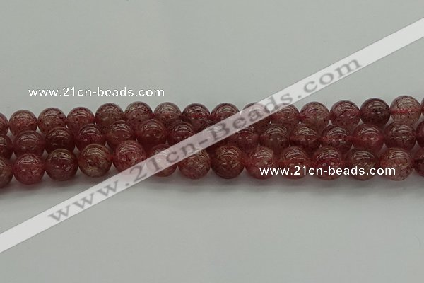 CBQ313 15.5 inches 10mm round natural strawberry quartz beads