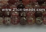 CBQ321 15.5 inches 6mm faceted round strawberry quartz beads