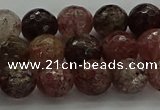 CBQ322 15.5 inches 8mm faceted round strawberry quartz beads