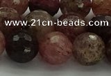 CBQ324 15.5 inches 12mm faceted round strawberry quartz beads