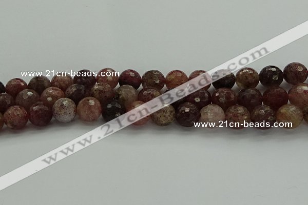 CBQ324 15.5 inches 12mm faceted round strawberry quartz beads