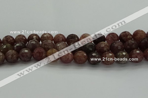 CBQ325 15.5 inches 14mm faceted round strawberry quartz beads