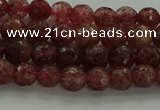 CBQ330 15.5 inches 4mm faceted round strawberry quartz beads