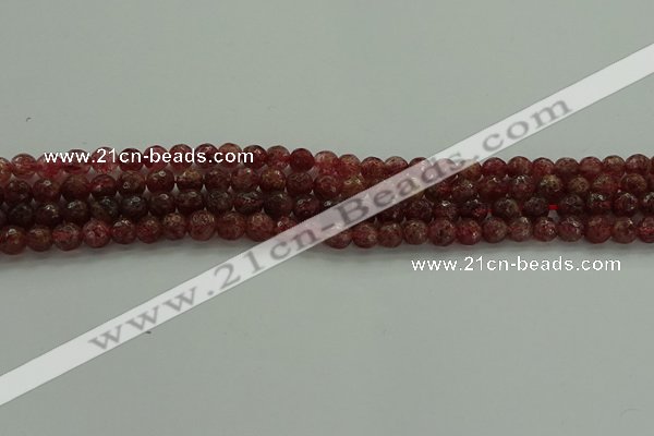 CBQ330 15.5 inches 4mm faceted round strawberry quartz beads