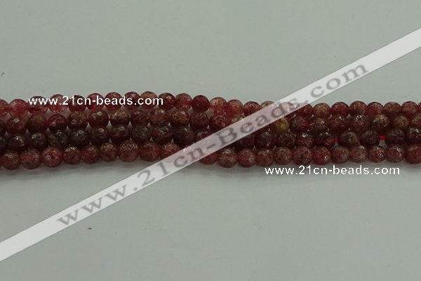 CBQ331 15.5 inches 6mm faceted round strawberry quartz beads