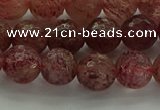 CBQ332 15.5 inches 8mm faceted round strawberry quartz beads