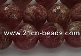 CBQ334 15.5 inches 12mm faceted round strawberry quartz beads