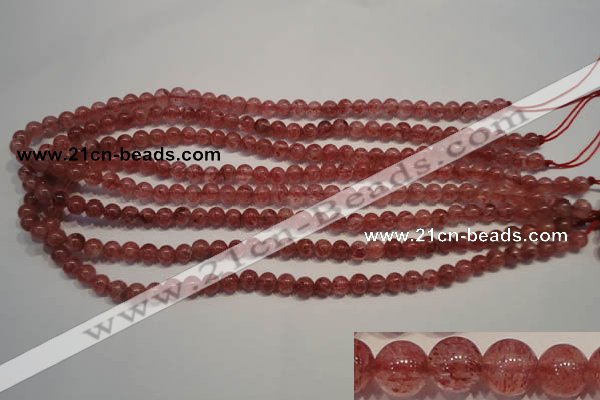 CBQ351 15.5 inches 6mm round natural strawberry quartz beads