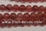 CBQ352 15.5 inches 8mm round natural strawberry quartz beads