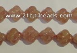 CBQ36 15.5 inches 11mm carved flower strawberry quartz beads