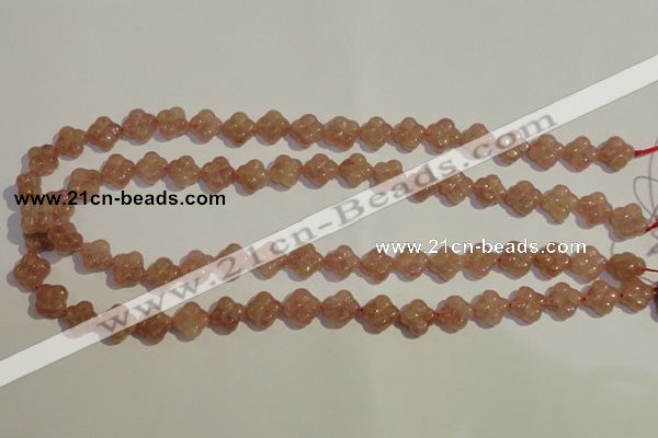 CBQ36 15.5 inches 11mm carved flower strawberry quartz beads