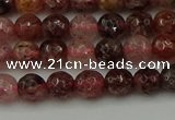 CBQ411 15.5 inches 6mm faceted round strawberry quartz beads