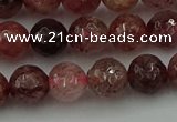 CBQ412 15.5 inches 8mm faceted round strawberry quartz beads