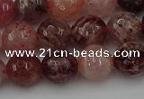 CBQ413 15.5 inches 10mm faceted round strawberry quartz beads