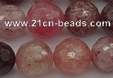 CBQ415 15.5 inches 14mm faceted round strawberry quartz beads