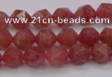 CBQ431 15.5 inches 6mm faceted nuggets strawberry quartz beads