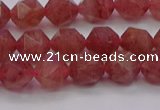 CBQ432 15.5 inches 8mm faceted nuggets strawberry quartz beads