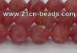 CBQ433 15.5 inches 10mm faceted nuggets strawberry quartz beads