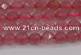 CBQ436 15.5 inches 6mm faceted nuggets strawberry quartz beads