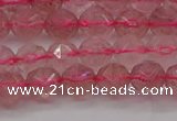 CBQ437 15.5 inches 8mm faceted nuggets strawberry quartz beads