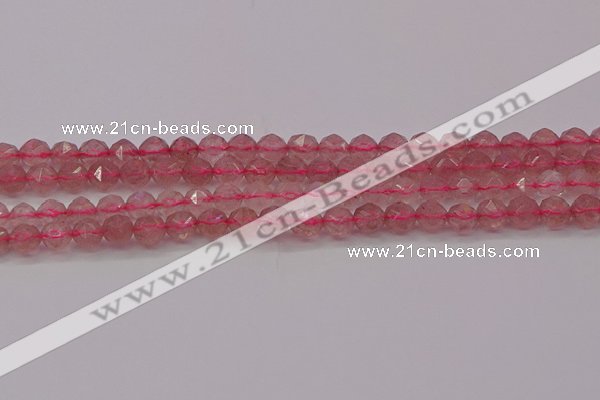 CBQ437 15.5 inches 8mm faceted nuggets strawberry quartz beads