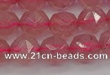 CBQ439 15.5 inches 12mm faceted nuggets strawberry quartz beads