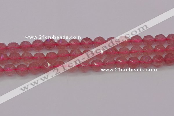 CBQ439 15.5 inches 12mm faceted nuggets strawberry quartz beads