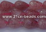 CBQ453 15.5 inches 10*14mm faceted teardrop strawberry quartz beads