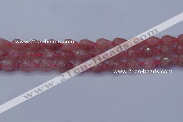 CBQ454 15.5 inches 12*16mm faceted teardrop strawberry quartz beads