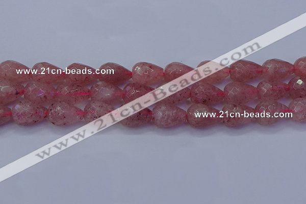 CBQ455 15.5 inches 13*18mm faceted teardrop strawberry quartz beads