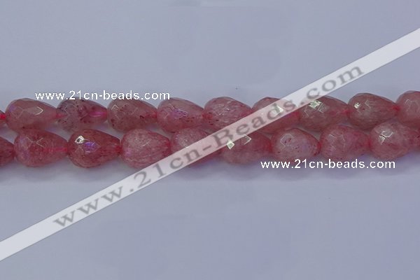 CBQ456 15.5 inches 15*20mm faceted teardrop strawberry quartz beads